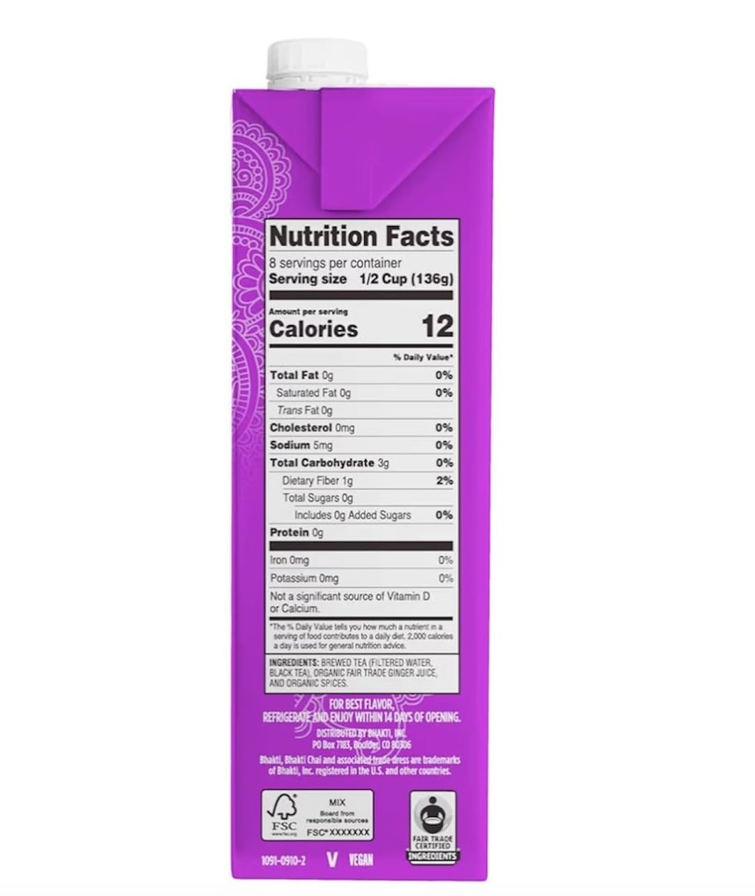 Bhakti Chai Tea Concentrate vegan dairy-free label supports inclusive diets