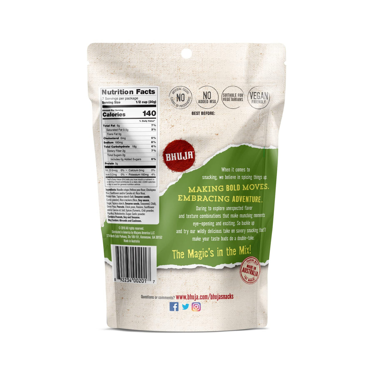 Six-pack of Bhuja Cracker Mix highlights gluten-free, vegan snack appeal