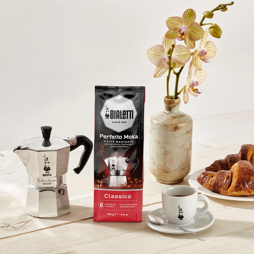 Bialetti Classico ground coffee optimized for creamy, full-bodied extraction.