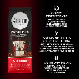 Brewing with a stovetop moka pot using Bialetti Classico for rich flavor.