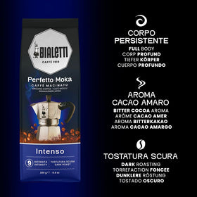 Bialetti Perfetto Moka brewed cup highlighting full-bodied aroma