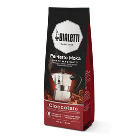 Bialetti Perfetto Moka Cioccolato bag with aroma-saving valve preserves freshness for longer storage.