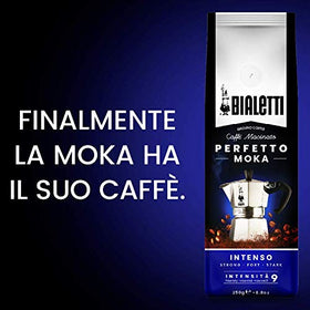 Bialetti Perfetto Moka dark roast detail emphasizing longer roast for aroma bloom