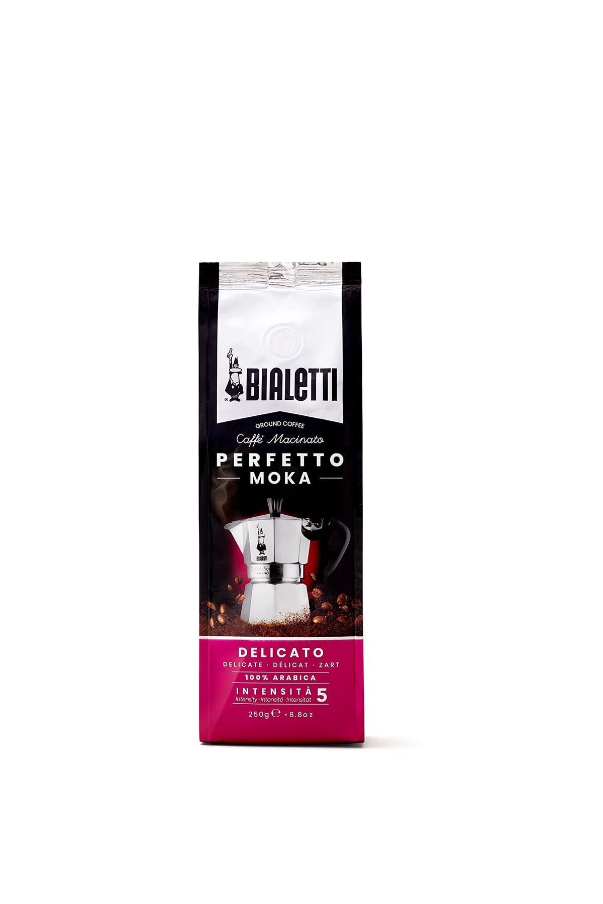 Bialetti Perfetto Moka Delicate coffee bag with aroma-saving valve preserves freshness