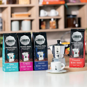 Bialetti Perfetto Moka ground coffee bag, premium beans for robust flavor