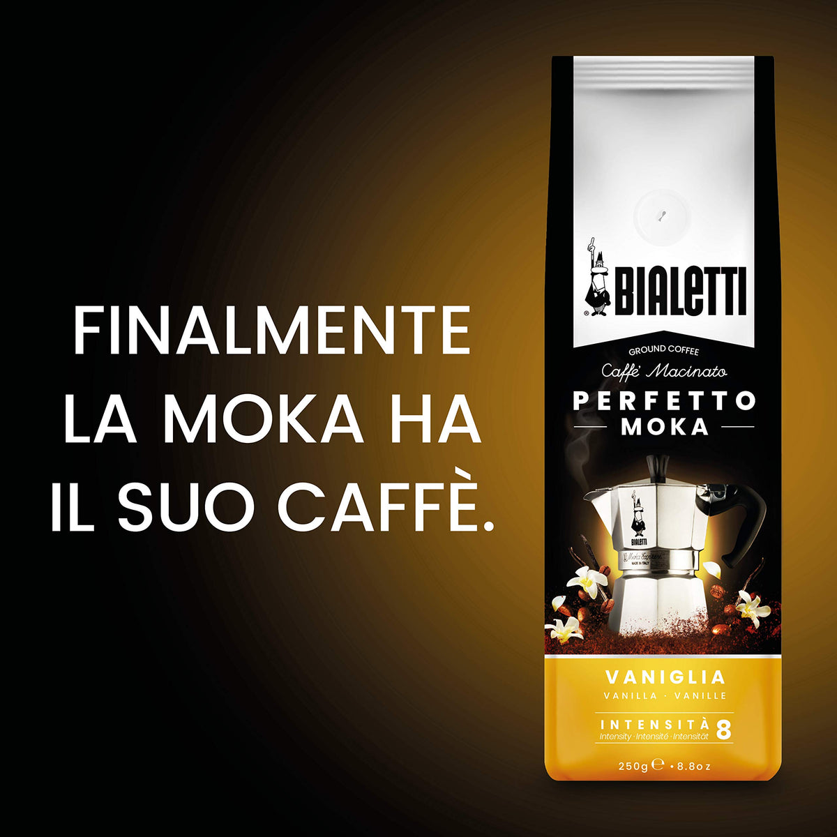 Bialetti Perfetto Moka Vaniglia vanilla-aroma-closeup evokes inviting notes.