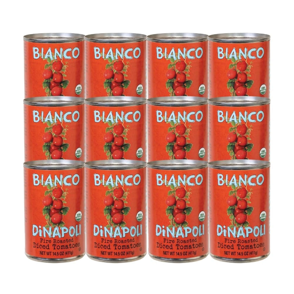Bianco DiNapoli fire roasted diced tomatoes pack 12 ready for sauces