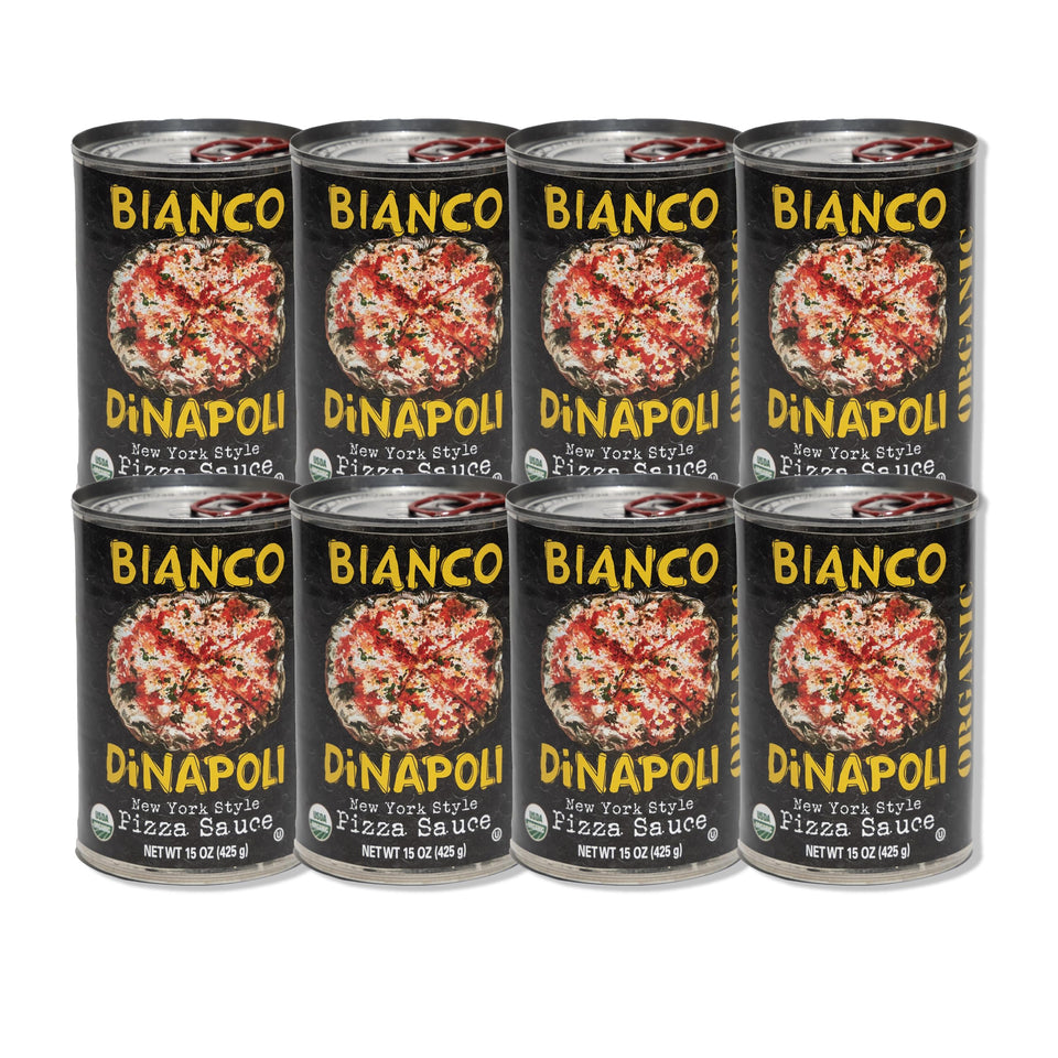 Bianco DiNapoli NY Style Pizza Sauce bottle for authentic home pizza preparation.