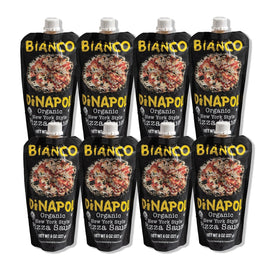 Bianco DiNapoli NY Style Pizza Sauce pouch pack ready for quick, restaurant-quality pizza at home.