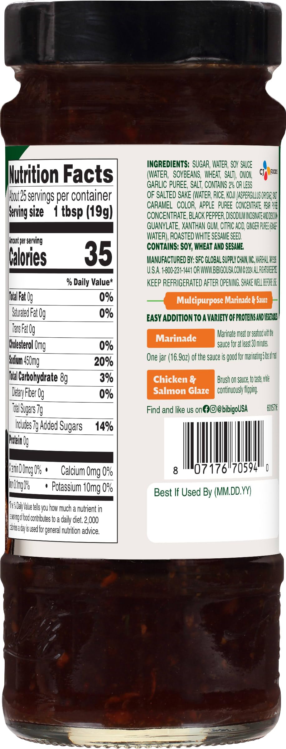 Six-pack of Bibigo Original BBQ Sauce for family meals and bulk cooking.