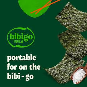 Bibigo seaweed snack side view shows layered sheets