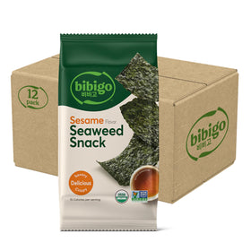 Bibigo Seaweed Snack Sesame Pack 12, convenient savory sesame flavor for on-the-go.