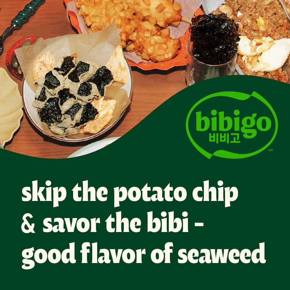 Bibigo Spicy & Sweet Seaweed Chips flavor balance close-up; savory harmony in every bite