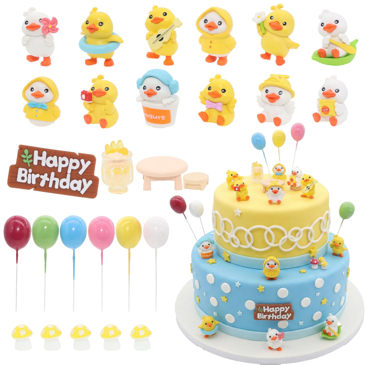 BiBo duck cake topper sign for a cheerful birthday celebration.