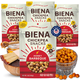 BIENA Chickpea Snacks Barbecue bag ready to eat on the go.