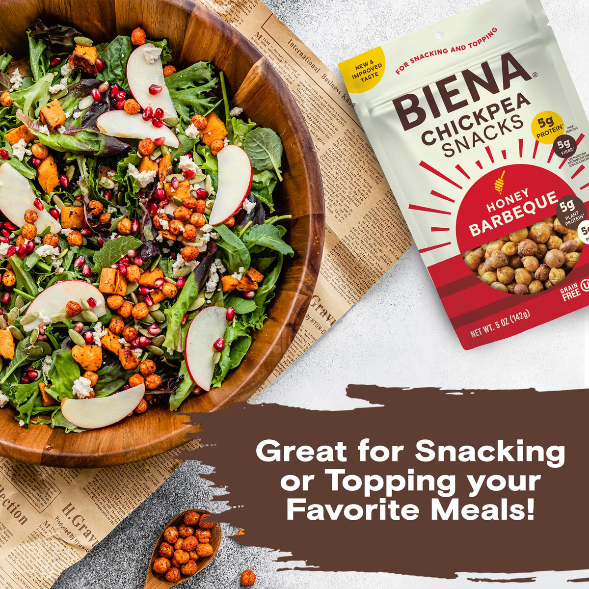 BIENA Chickpeas Barbecue kid-friendly snack with protein.