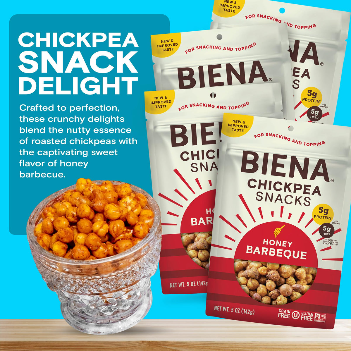BIENA Chickpeas Barbecue on-the-go snack for busy days.