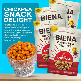 BIENA Chickpeas Barbecue on-the-go snack for busy days.