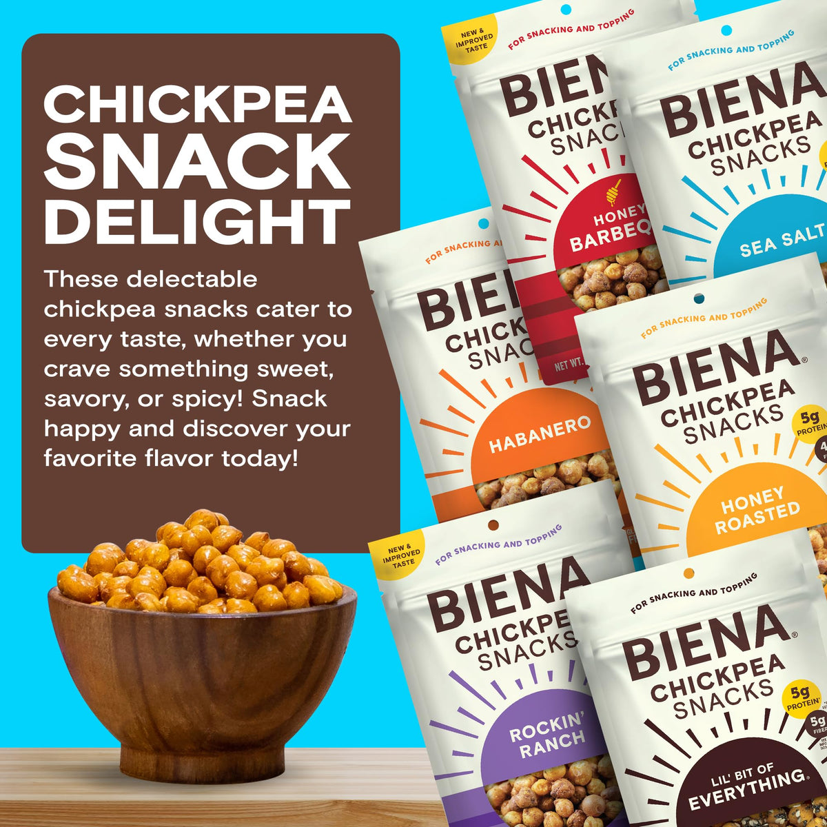 BIENA Chickpea Snacks Ranch bag: bold flavor with fiber boost for busy days