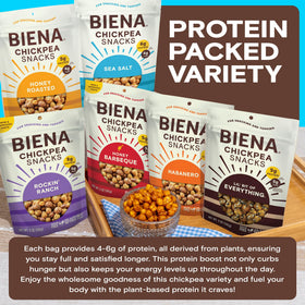 BIENA Chickpea Snacks Sea Salt bag: crisp, savory crunch and quick energy
