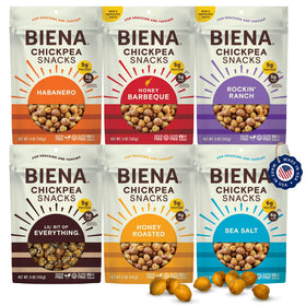 BIENA Chickpea Snacks variety pack bag: protein-packed crunch for on-the-go snacking