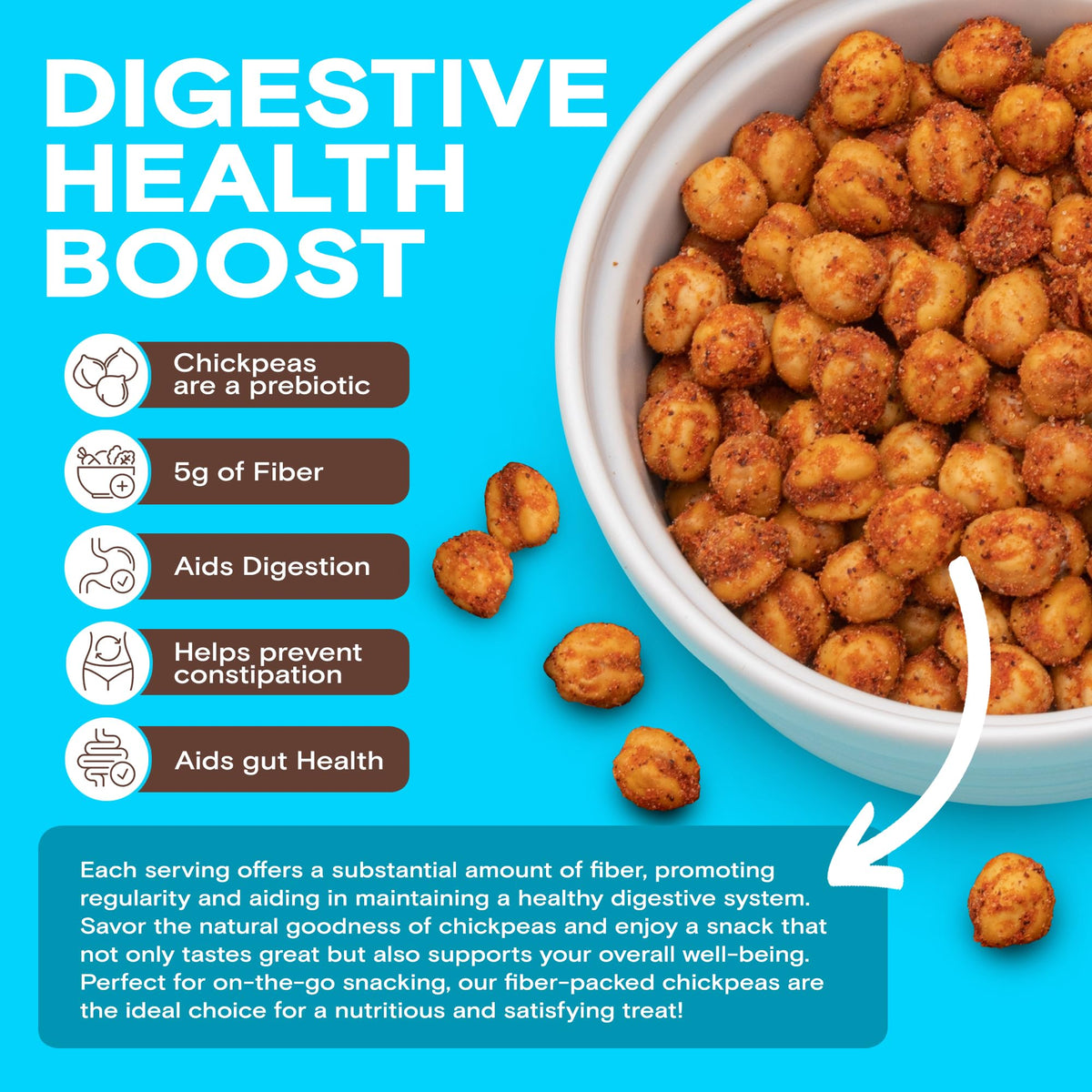 BIENA Chickpeas on a salad topping offering protein boost.