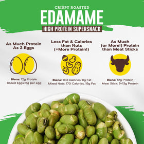 BIENA Crispy Edamame close-up highlighting texture and seasoning