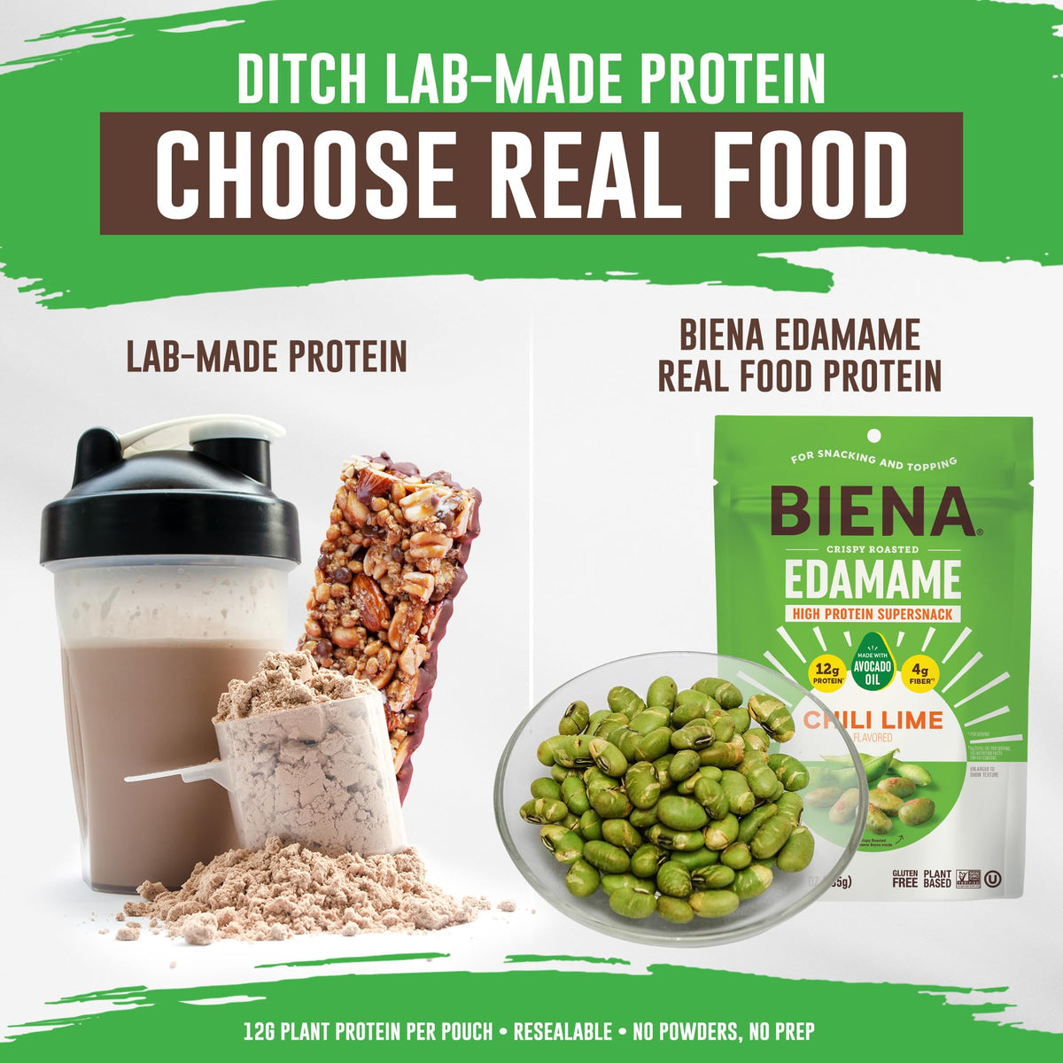 Biena Edamame Chili Lime with avocado oil for rich flavor and texture.