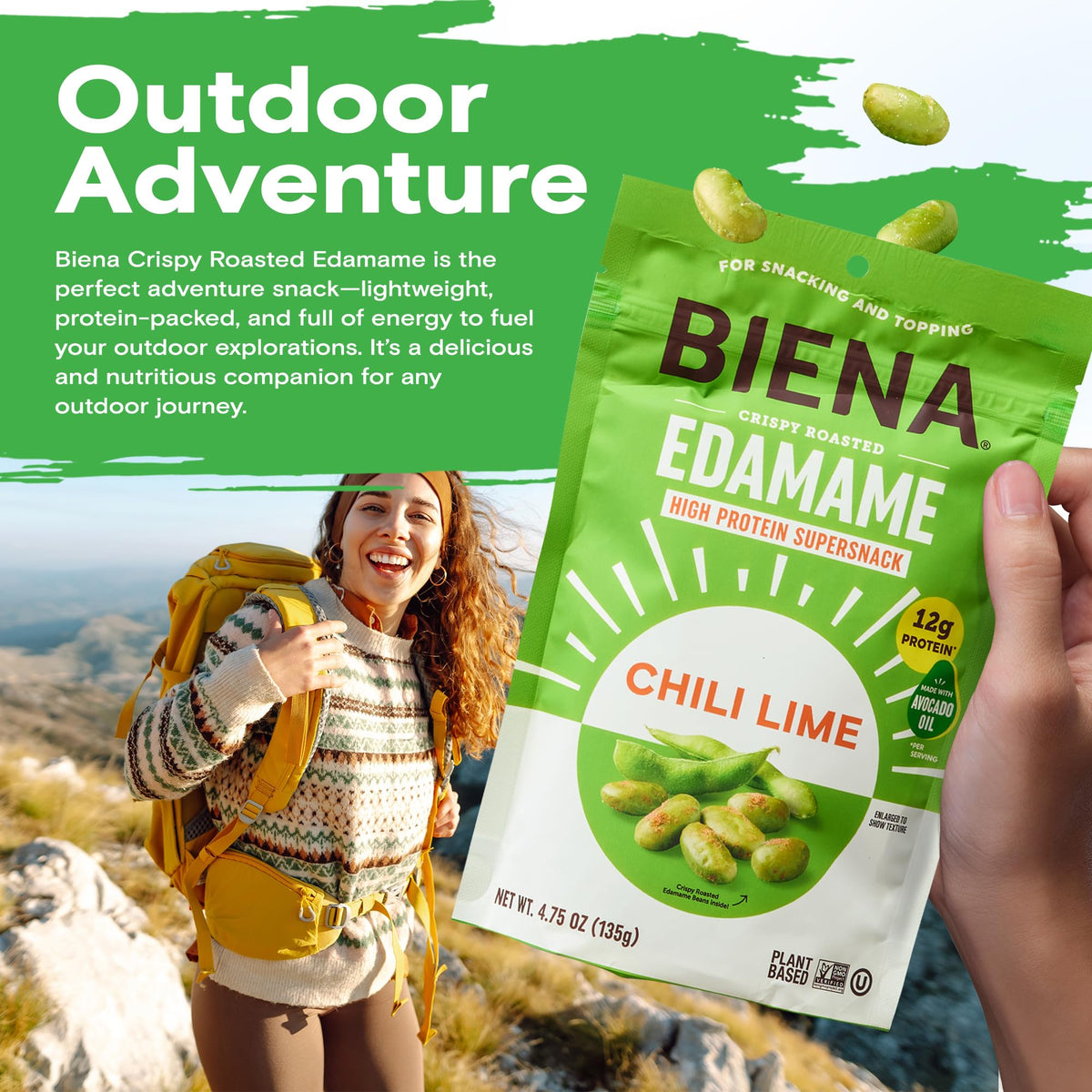 Biena Chili Lime Edamame topping idea for salads and bowls.
