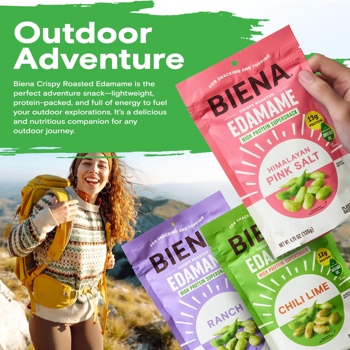 BIENA edamame salad topping idea for extra protein.