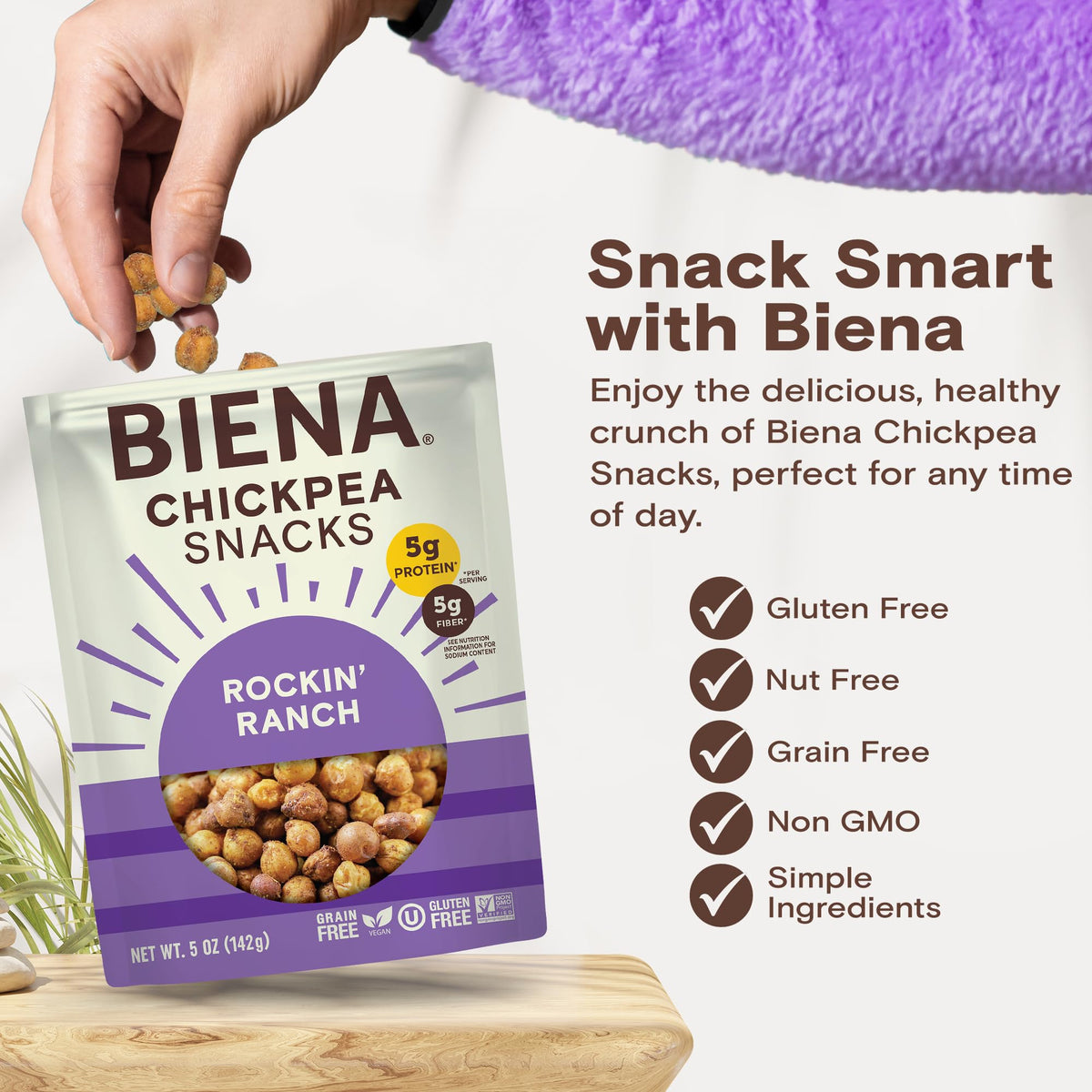 BIENA Gluten-free non-GMO dairy-free chickpeas for allergy-friendly choices