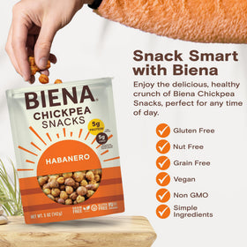 BIENA Habanero chickpeas in bowl featuring bold flavor and lemon hint.