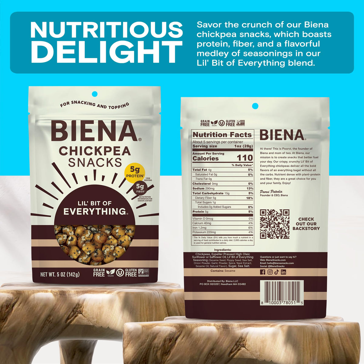 Biena crispy chickpeas close-up delivers satisfying crunch and plant-based protein.