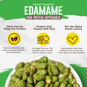 BIENA Nutrition Panel for edamame snack highlighting 12g protein