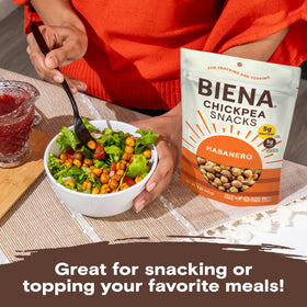 BIENA Re-sealable package keeps chickpeas fresh between meals.