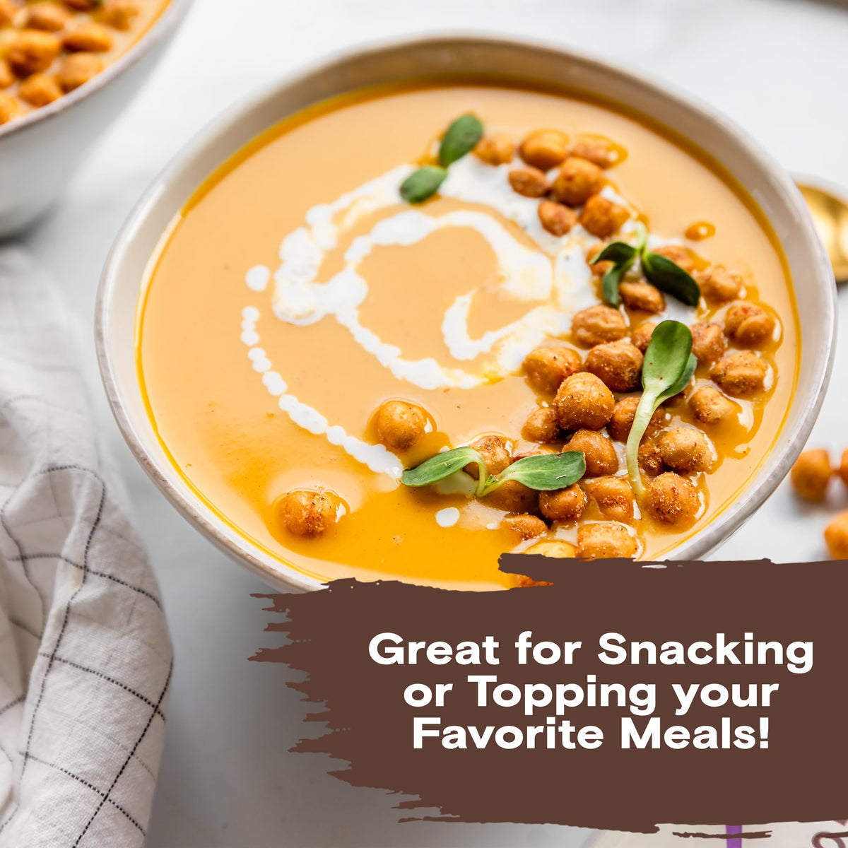 BIENA chickpeas serving suggestion on bowl or plate.