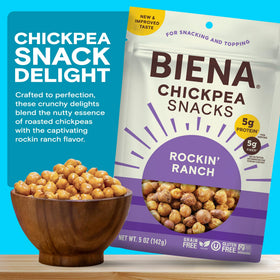BIENA Rockin’ Ranch chickpeas on salad topping adds protein boost.