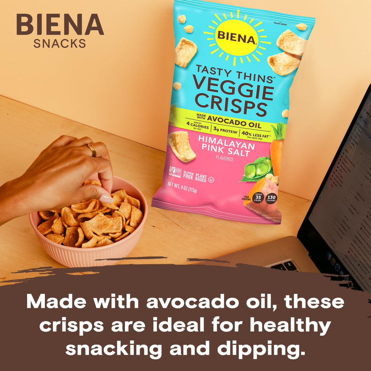 Avocado oil drizzle highlights light crunch