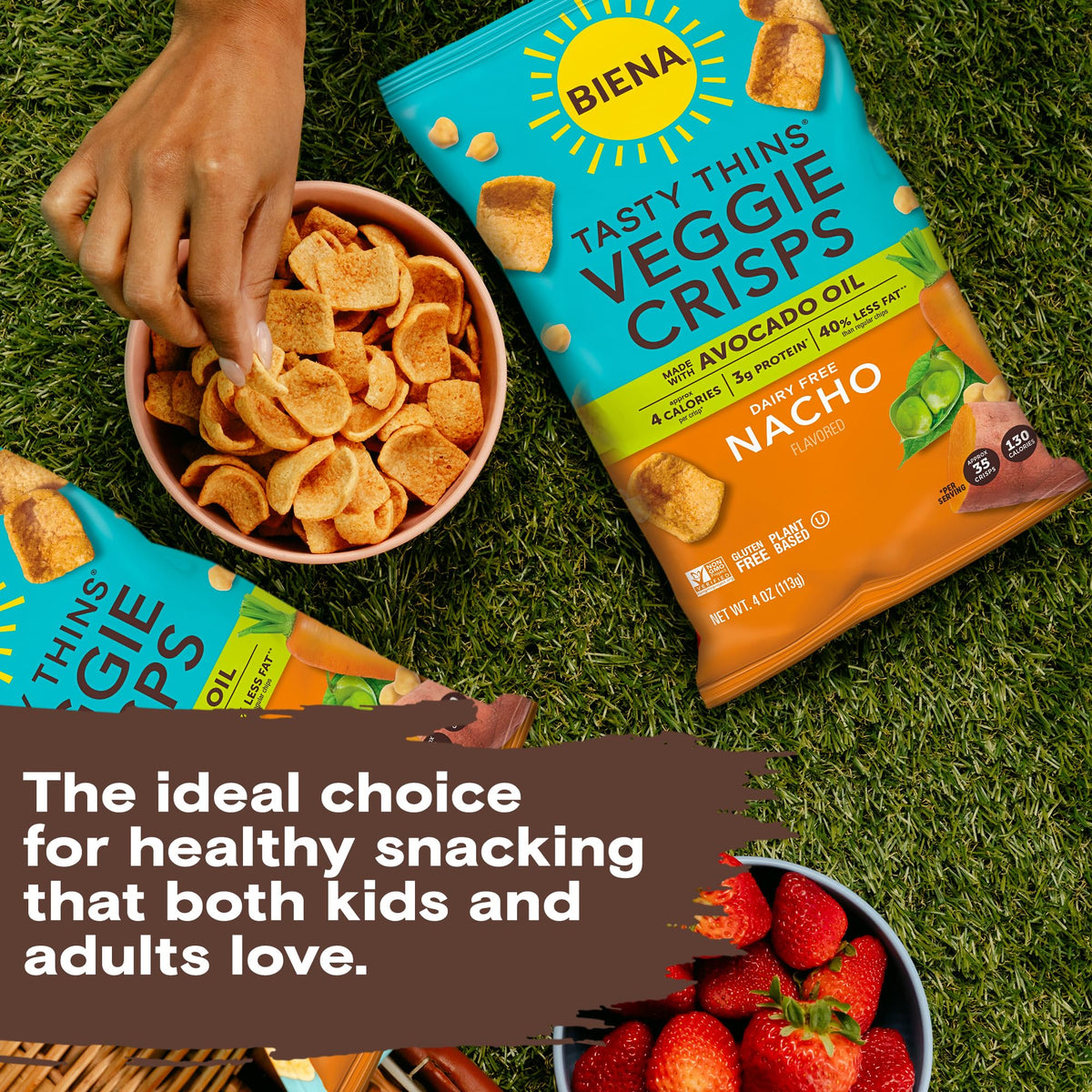 Non-GMO and dairy-free claim supports allergy-friendly snack options.