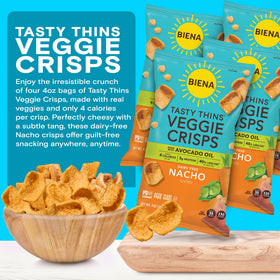 BIENA nacho flavor crisps for dipping with a satisfying crunch.