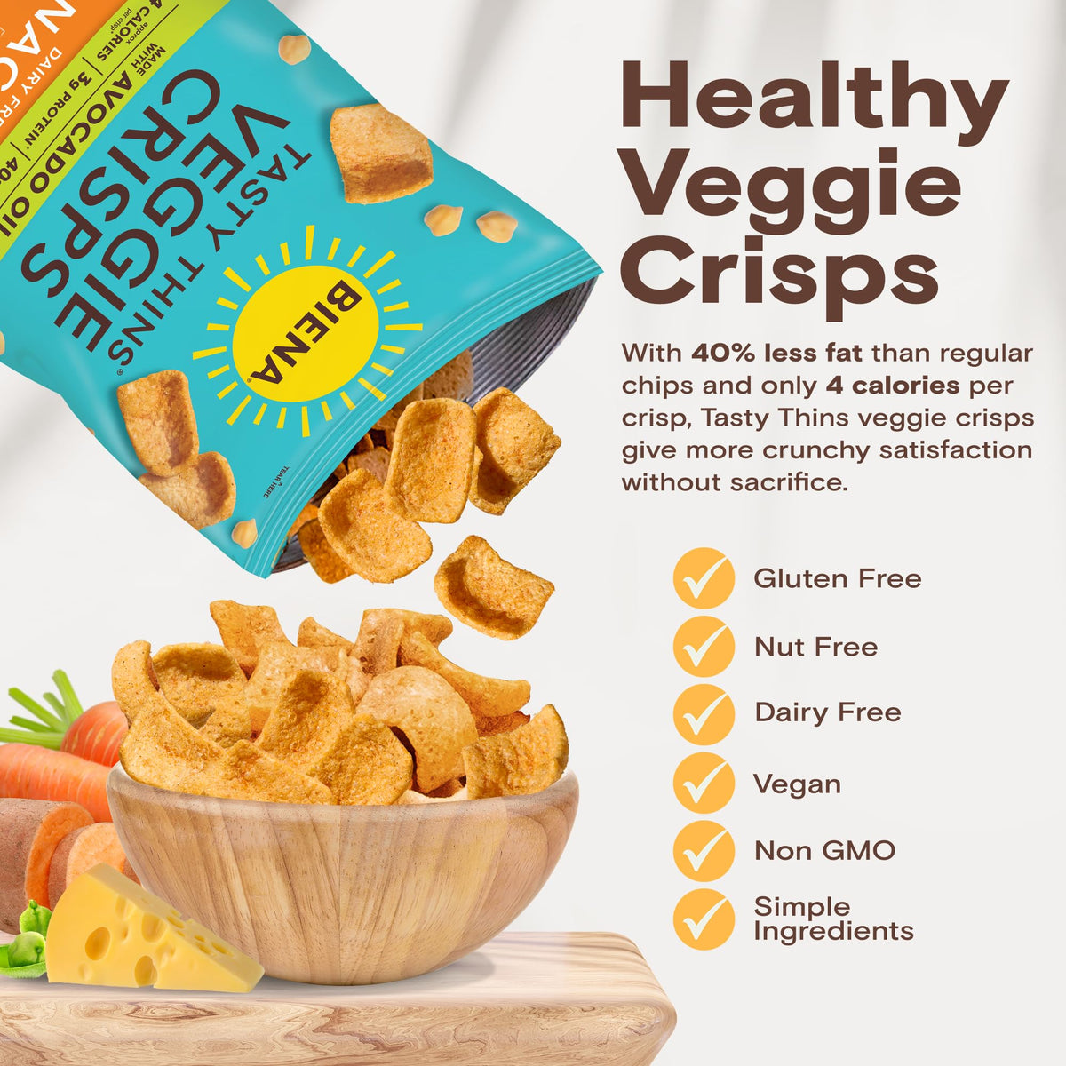 Scoop-shaped crisps perfect for dipping and topping.