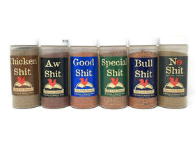 Big Cock Ranch Big 6 Sampler image showing six seasonings for bold grilling