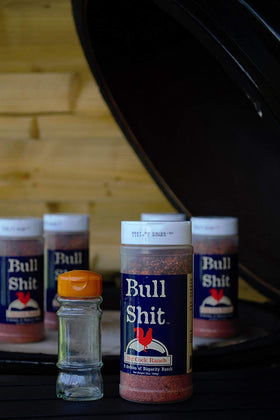 Big Cock Ranch Bullshit steak seasoning during grill session boosts crust and aroma.