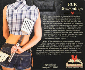 Big Cock Ranch Shitload 5-seasonings display for flavorful backyard cooking
