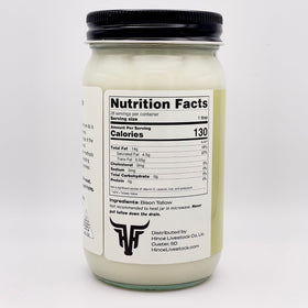 Big Crazy Buffalo bison tallow on plate, elevating meats, eggs, and stews.