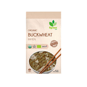 Big Green Organic Buckwheat Ramen packaging shows organic ingredients for gluten-free meals.