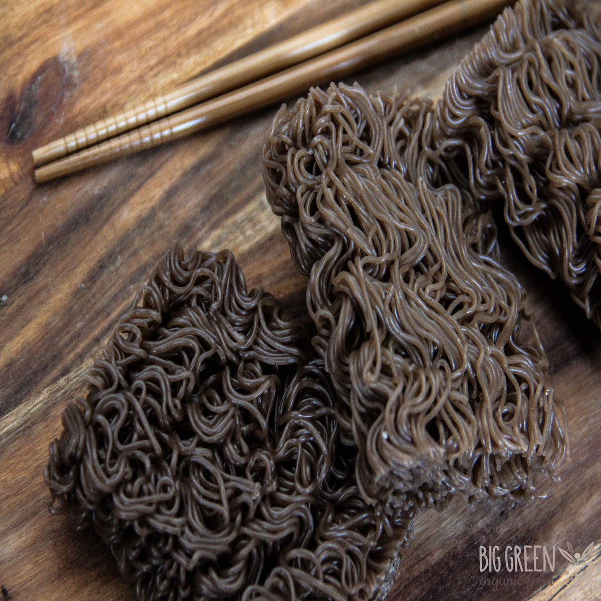 Big Green Organic Buckwheat Ramen raw ingredients showcase organic buckwheat flour.