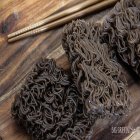 Big Green Organic Buckwheat Ramen raw ingredients showcase organic buckwheat flour.