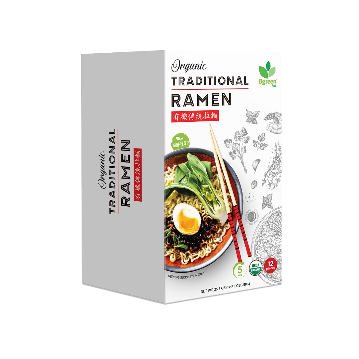 Big Green Organic Food organic traditional ramen pack, quick meal option with wholesome ingredients.