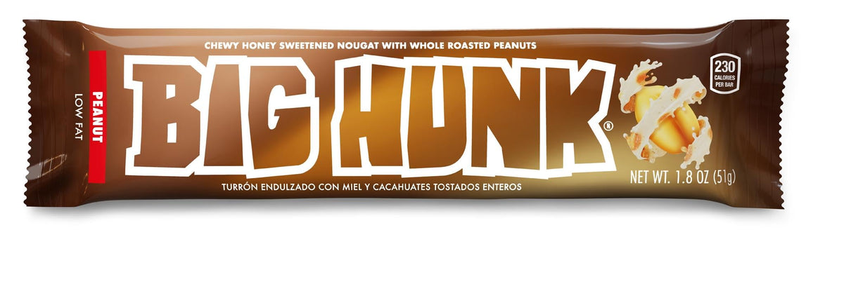 Big Hunk Annabelle's candy bar held in hand, ready for a snack